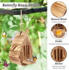 Wooden Butterfly House And Feeder  Hanging Butterfly House For Garden  Natural B