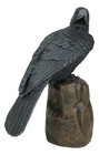 Large Dark Raven On Large Rock Platform Resin Statue Figurine 8  Height