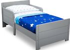 Girls Boys Kids Wood Toddler Bed Bedroom Furniture With Safety Rail Gray New