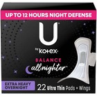   Balance Ultra Thin Overnight Pads With Wings  Extra Heavy Absorbency  22 Ct