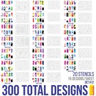 Set 12 360 Airbrush Nail Art Stencil Designs 20 Template Sheets Kit Brush Paint