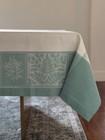 Williams Sonoma Jacquard Tablecloth Blue   White Winter Christmas 70x90    New