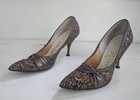 Vintage 60s Floral Tapestry Shoes Pointed Pointy Heels Risque 7 Narrow