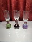 Vtg Cordial Shot Glass Bubble Ball Bottom Base Glasses Set Of 3