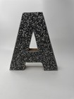 Wooden Hanging Wall Decor Letter  a  Initial Grey Sparkling Metallic Beads