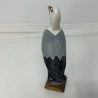 Painted Gull Figure Carved Wooden Statue On Wood Base stand Nautical Decor