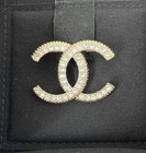 Chanel Classic Cc  Gold And Crystal Brooch
