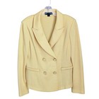 St  John Yellow Wool Blend Double Breasted Knit Blazer Jacket Size 12 Usa