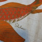 Vintage Mid-century Alfred Shaheen Koi Fish Linen Textile Panel - Signed 45  X 2