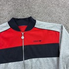 Vintage 80s Adidas Track Jacket Mens Large Gray Red Colorblock Trefoil Full Zip