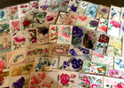  huge estate-lot-of 110  velvet airbrushed embossed antique greetings-postcards 