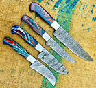 Custom Hand Made Forged Damascus Steel Blade Chef Knife Set Kitchen Knives 527