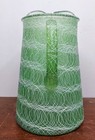 Vintage Spaghetti String Pitcher Mid Century Modern Green Glass Tea Water Juice