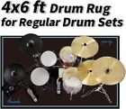 Black Drum Rug 4x6 Ft Electrical Drum Carpet Non-slip Soundproof Drum Pad Mat