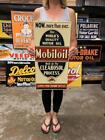 Antique Vintage Old Style Metal Sign Mobiloil Clearosol Gargoyle Made In Usa