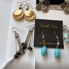 Assortment Lot Of 13 Pair Gold silver Tone Dangle  Pierced Earrings Vtg-now