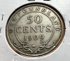 1909 Newfoundland Canada 50 Cents Sterling Silver Coin