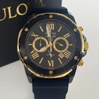 Bulova Marine Star 98b278 Men s Chronograph Quartz Watch Black Dial Silicon 44mm