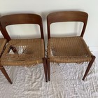 Four Vintage Mid Century Danish Neils Otto Moller Teak Wooden Chairs Model 75