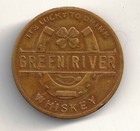 Vintage Green River Whiskey Coin Medal Good Luck Token Horseshoe   Shamrock