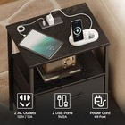 Nightstands Set Of 2  Night Stand With Charging Station And Black Power   Led