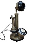 Antique Landline Telephone     Retro Working Brass Candlestick Phone For Display  