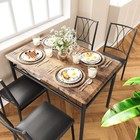 5pcs Dining Set Wood Table And 4 Upholstered Chairs Kitchen Breakfast Furniture