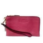 Coach Double Corner Zip Wristlet In Pebble Leather