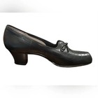 Vintage Dr  Locke Peep Toe Bow Detail Black Heel Made In Usa Size 9 Narrow
