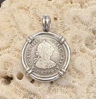 Sunken Treasure Coin Pirate Spanish Piece Of Eight Authentic 1 2r Set Ss Pendant