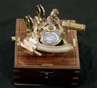Antique Working Vintage Nautical German Marine Brass Sextant With Wooden Box