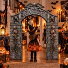 7 Pc Halloween Cemetery Archway Tombstone Skeleton Cardboard Castle Set
