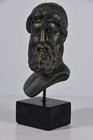 Modern Reproduction Bust Of Poseidon Mythology Greek God Faux Bronze Marble Base