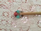 Vintage Wood Lace Bobbin Bead Spangle Thin Wooden Bobbin Spangled With Beads 