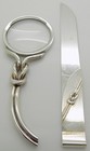 Vintage Italian Handmade Genuine Silver Paper Knife And Magnifier Desk Set