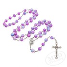 Purple Blue Rosary Necklace     Catholic Prayer Beads     Silver Crucifix 32    Chain
