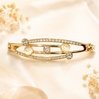 Set Of 2 Gold-tone Crystal   Pearl Fashion Bracelets For Women     Elegant Cuff   