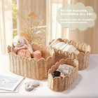 Scalloped Basket Set Of 3  Wicker Storage Baskets - Hand-woven Paper Rope Nurser