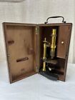     Nachet   Fils Antique Brass Microscope  Paris W  Case Lenses   Oculars 1800   s
