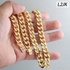 Solid Cuban Link Chain Necklace 10mm 30 in Men s 14k Gold Plated Hip Hop Fashion