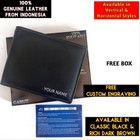 Personalized Leather Wallet Custom Personalised Mens Engraved Genuine Bifold