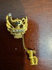 Vintage 1980 s Delta Zeta Sorority Pin Seed Pearls W rare Charm
