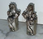 Pair Of Old Chinese Silver Color Metal Seals With Foo Dogs   Mythical Creatures