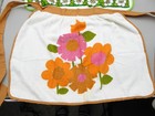 2 Vintage Terry Cloth Towel Half Apron Mcm Cooking Kitchen Atomic Flowers Fruit