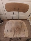 Vintage Toledo Uhl Steel Drafting Chair Wood Seat Industrial Bar Stool As Is