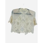 Sheer Ivory Lace Beaded Embroidered Cropped Bolero Jacket Evening Cocktail