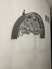 Distressed Metal Architectural Pediment Wall Decor Half Round Scrollwork