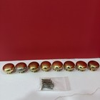 Lot Of 8 Large Solid Heavy Brass Round Cabinet Knob Handle Pulls Vintage 