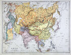 1885 Stanford Map Asia China Tibet Japan India Mongolia Arabia Nepal Antique