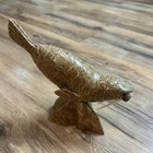 Hand Carved Soapstone Etched Walrus On Rock Inuit Art Figurine